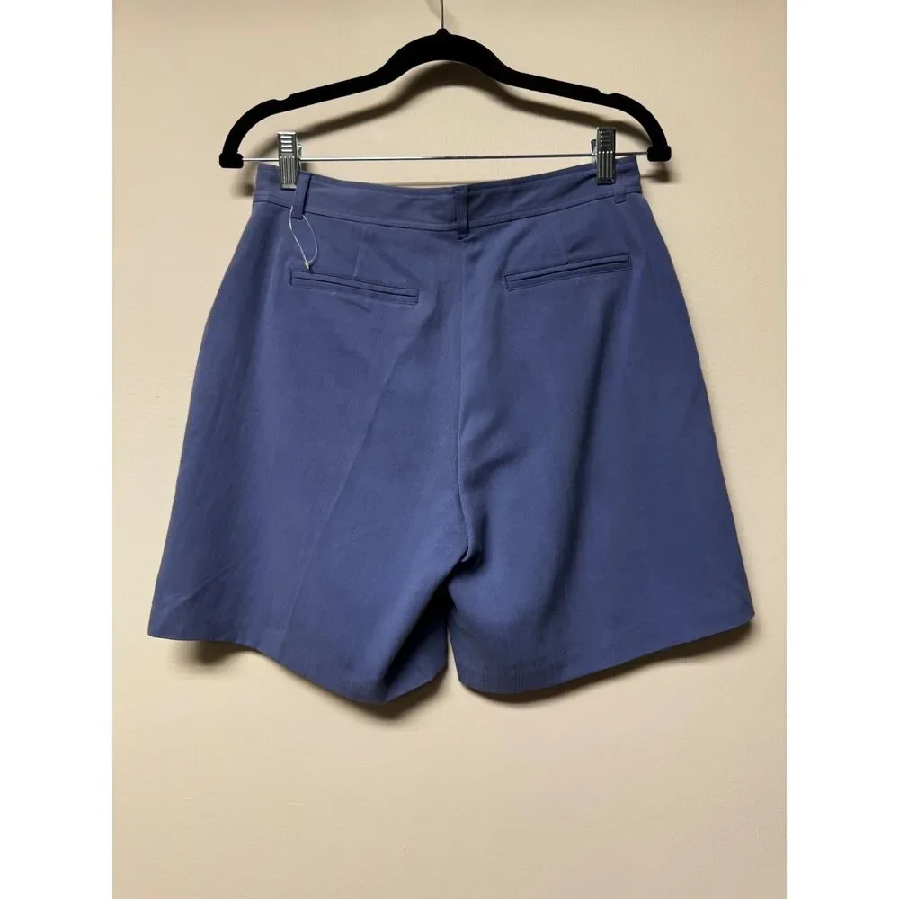 VINTAGE - TOMMY BAHAMA 100% Silk Periwinkle Blue Pleated Zip Front Shorts, Sz 6